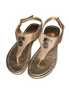 Michael Kors Little Girls Sandals W/ Back Strap-Gold-Size 1-Fair